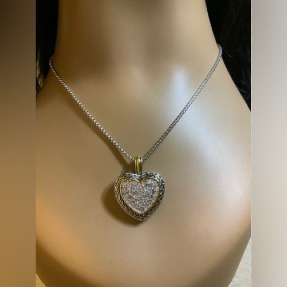 Two-Tone Heart Pendant Necklace - Picture 2 of 2